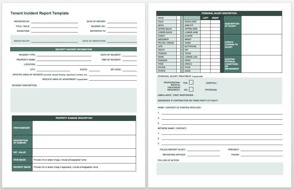 Insurance Incident Report Template