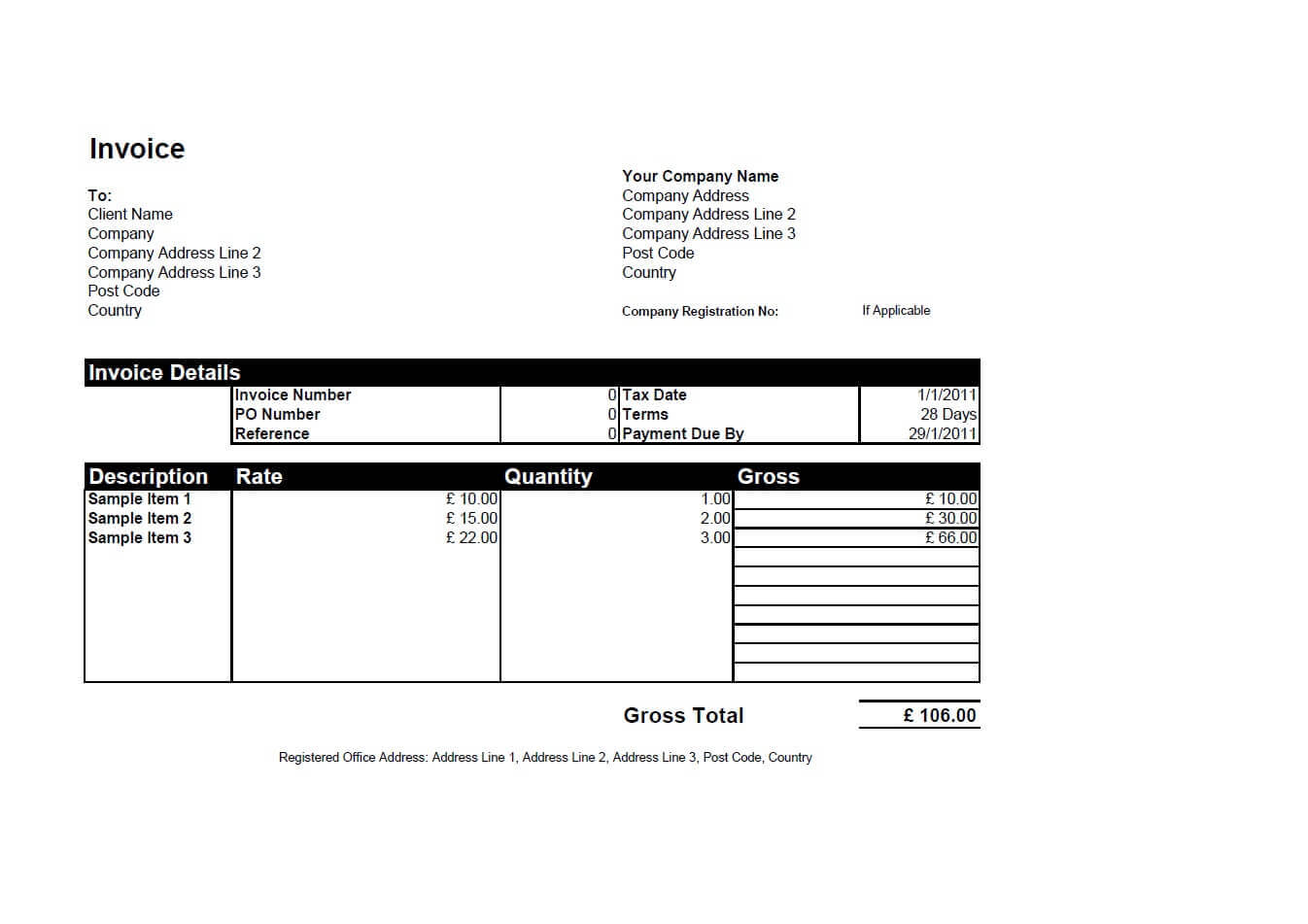Free Invoice Templates For Word, Excel, Open Office In Microsoft Office Word Invoice Template
