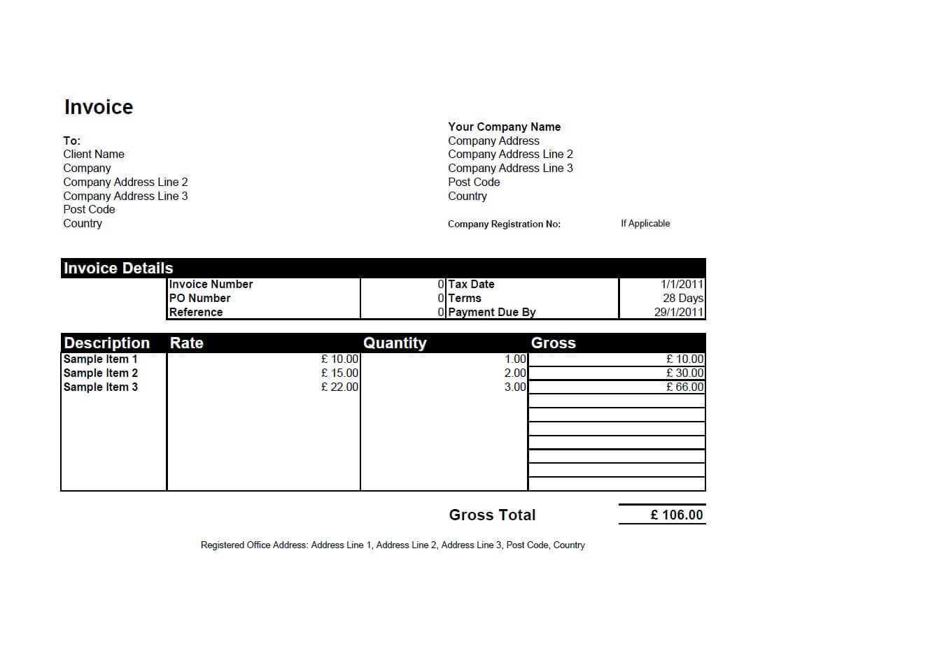 Free Invoice Templates For Word, Excel, Open Office within Free Downloadable Invoice Template For Word