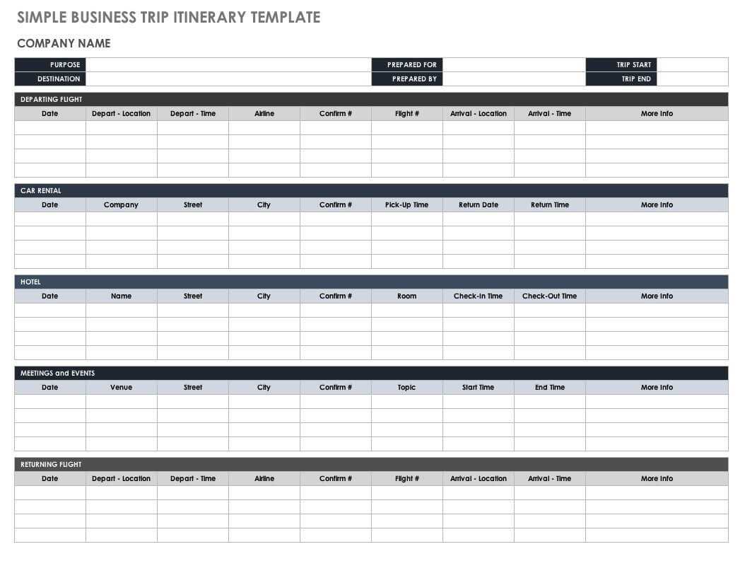 Free Itinerary Templates | Smartsheet within Blank Trip Itinerary Template