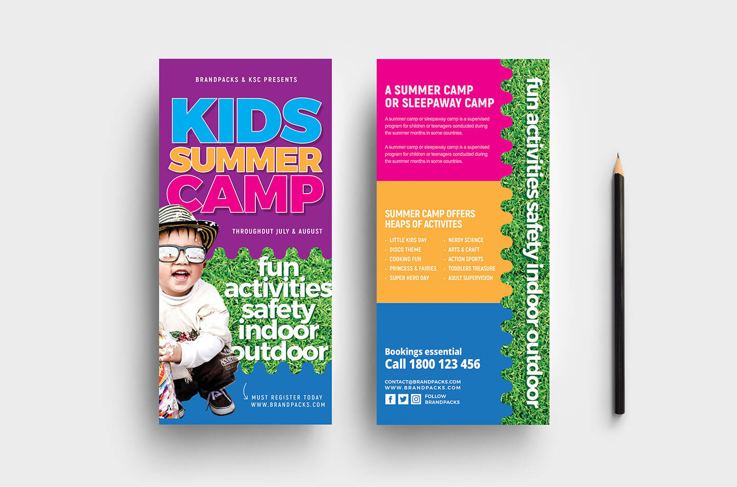 Free Kid's Camp Flyer & Brochure Template In Psd, Ai Pertaining To Summer Camp Brochure Template Free Download