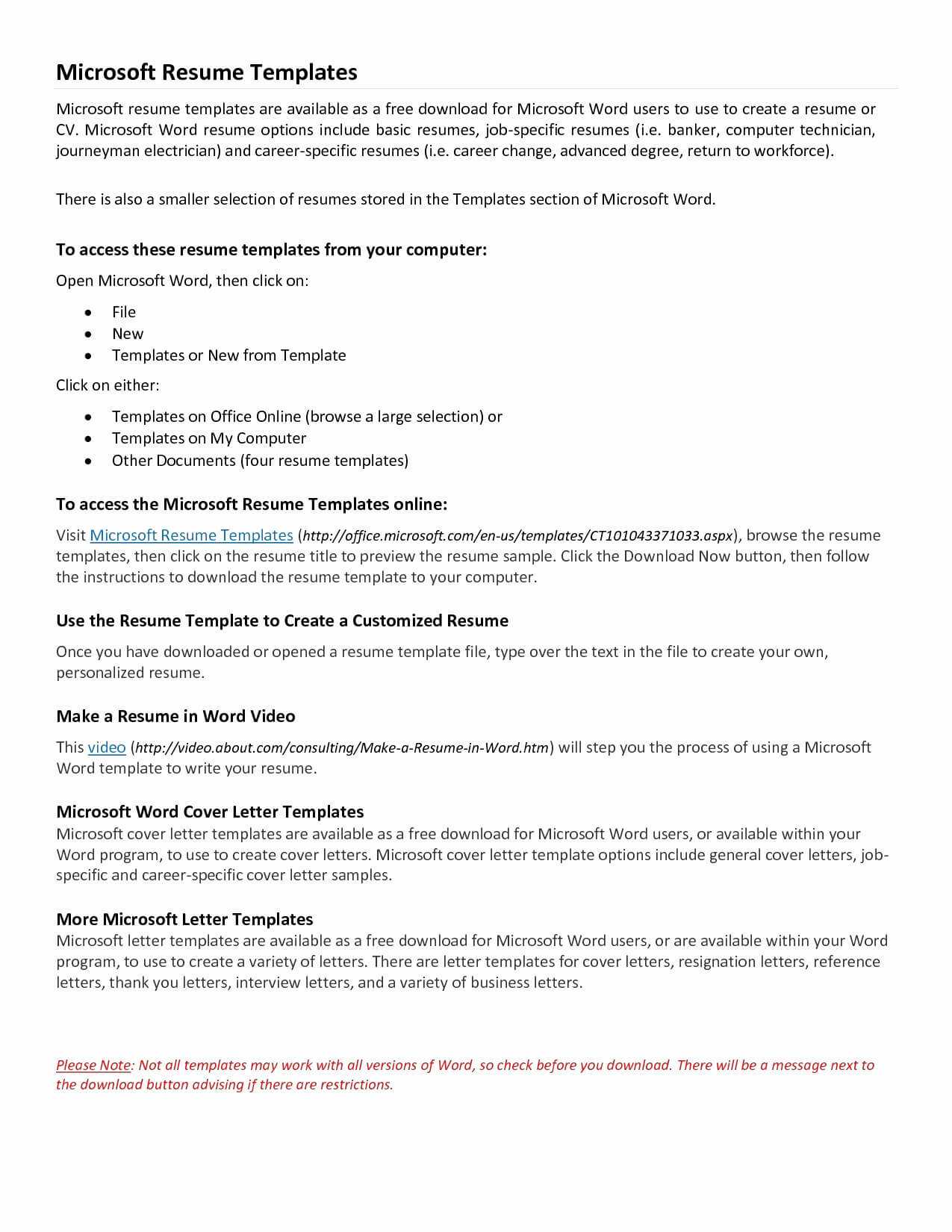 Free Letter Template Word Collection Resume Samples Intended For Free Basic Resume Templates Microsoft Word