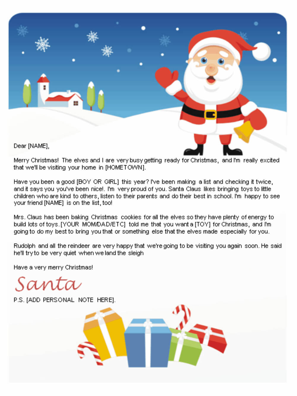 Free Letters From Santa | Santa Letters To Print At Home Throughout Santa Letter Template Word