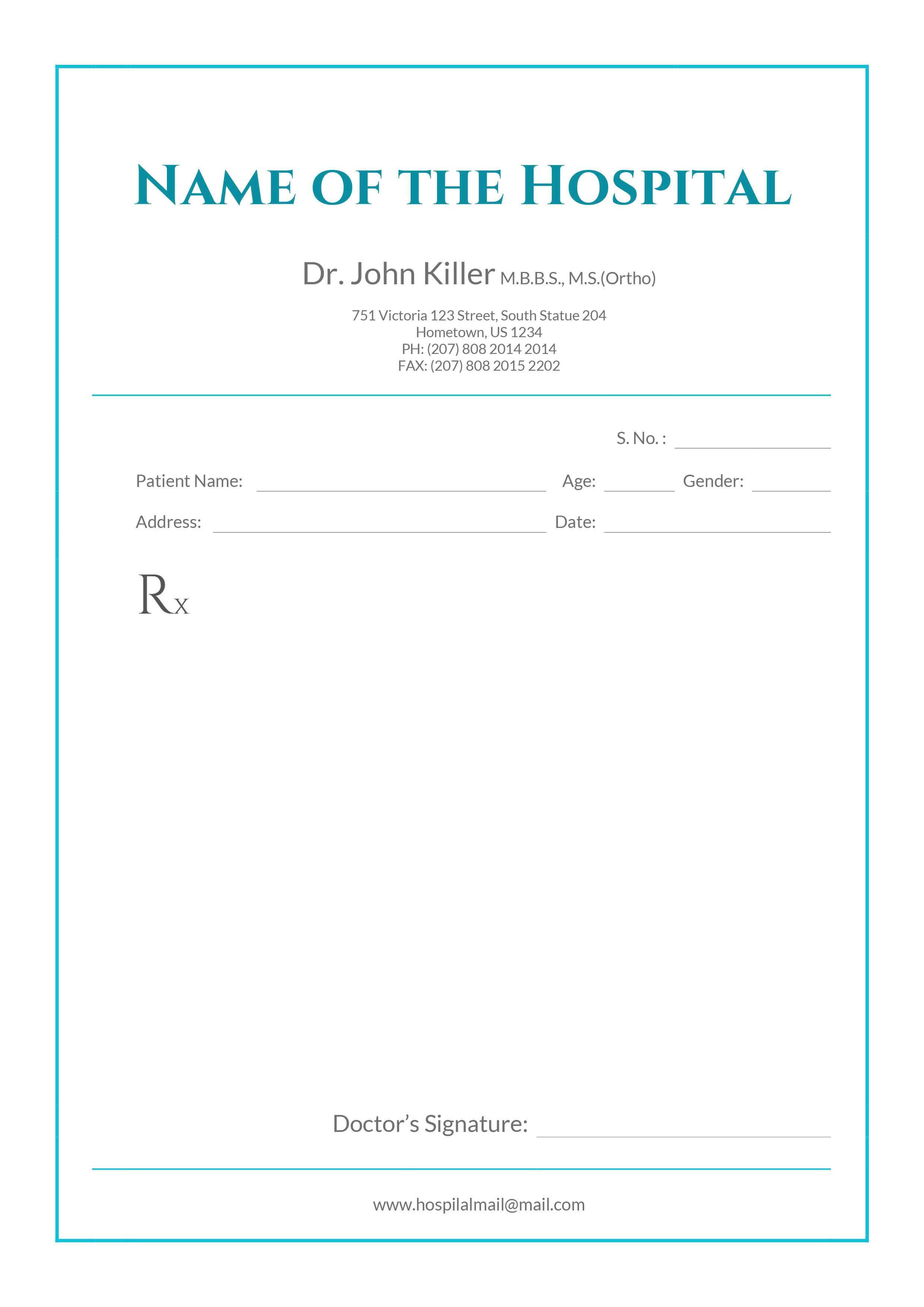 Free Medical Prescription Format | Download In 2019 Throughout Doctors Prescription Template Word