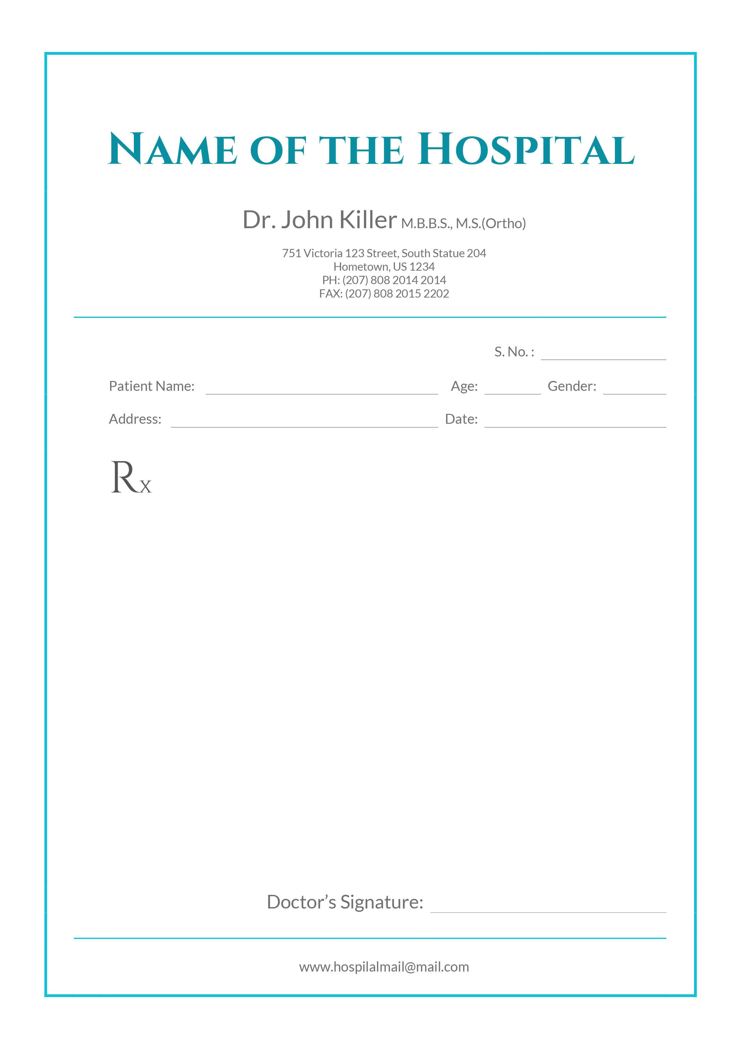 Free Medical Prescription Format | Download In 2019 With Regard To Blank Prescription Form Template