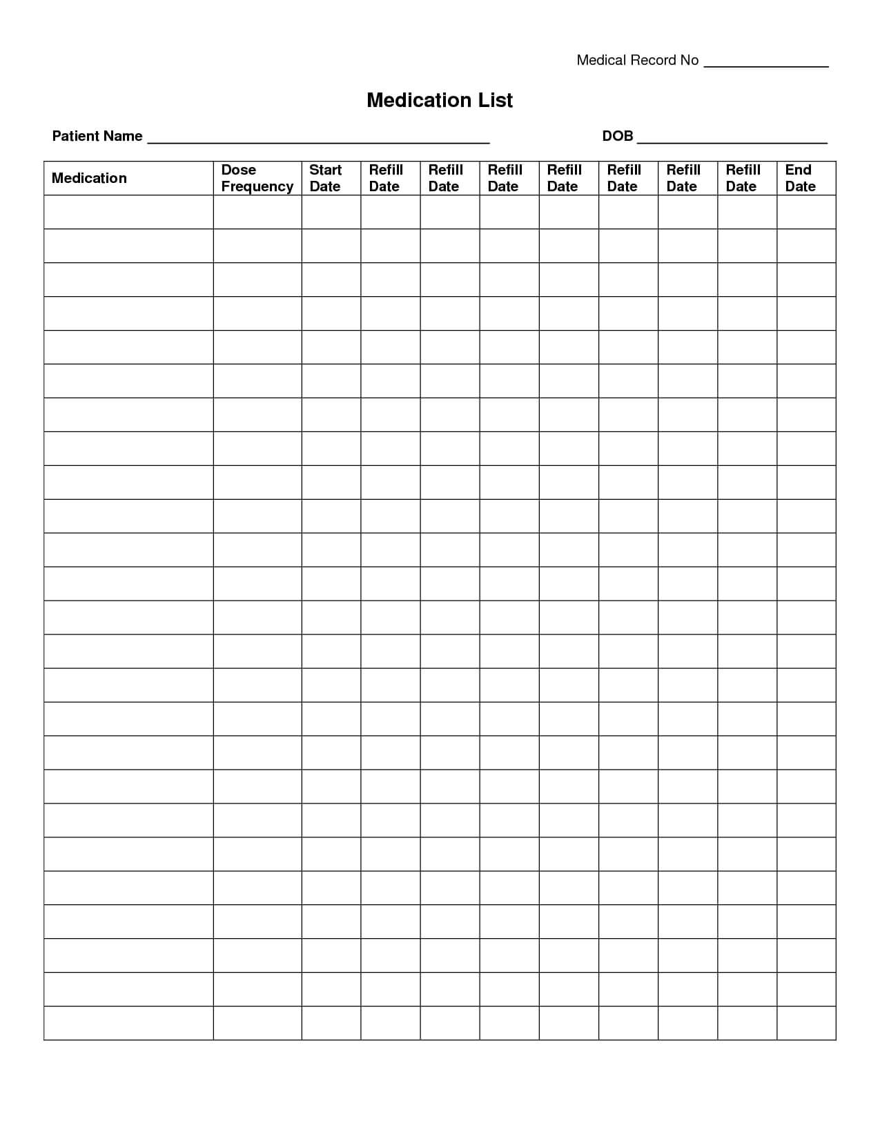 Free Medication Administration Record Template Excel – Yahoo Inside Blank Medication List Templates