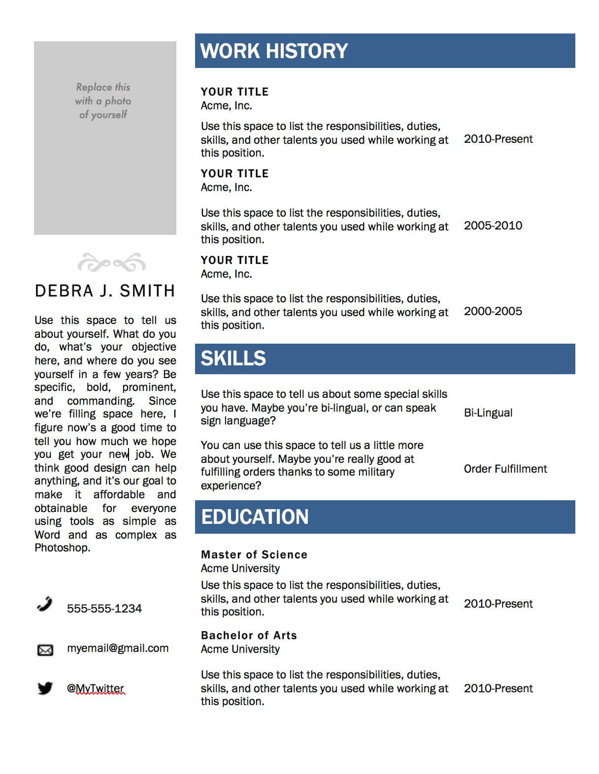 Free Microsoft Word Resume Template | Projects To Try For Free Basic Resume Templates Microsoft Word