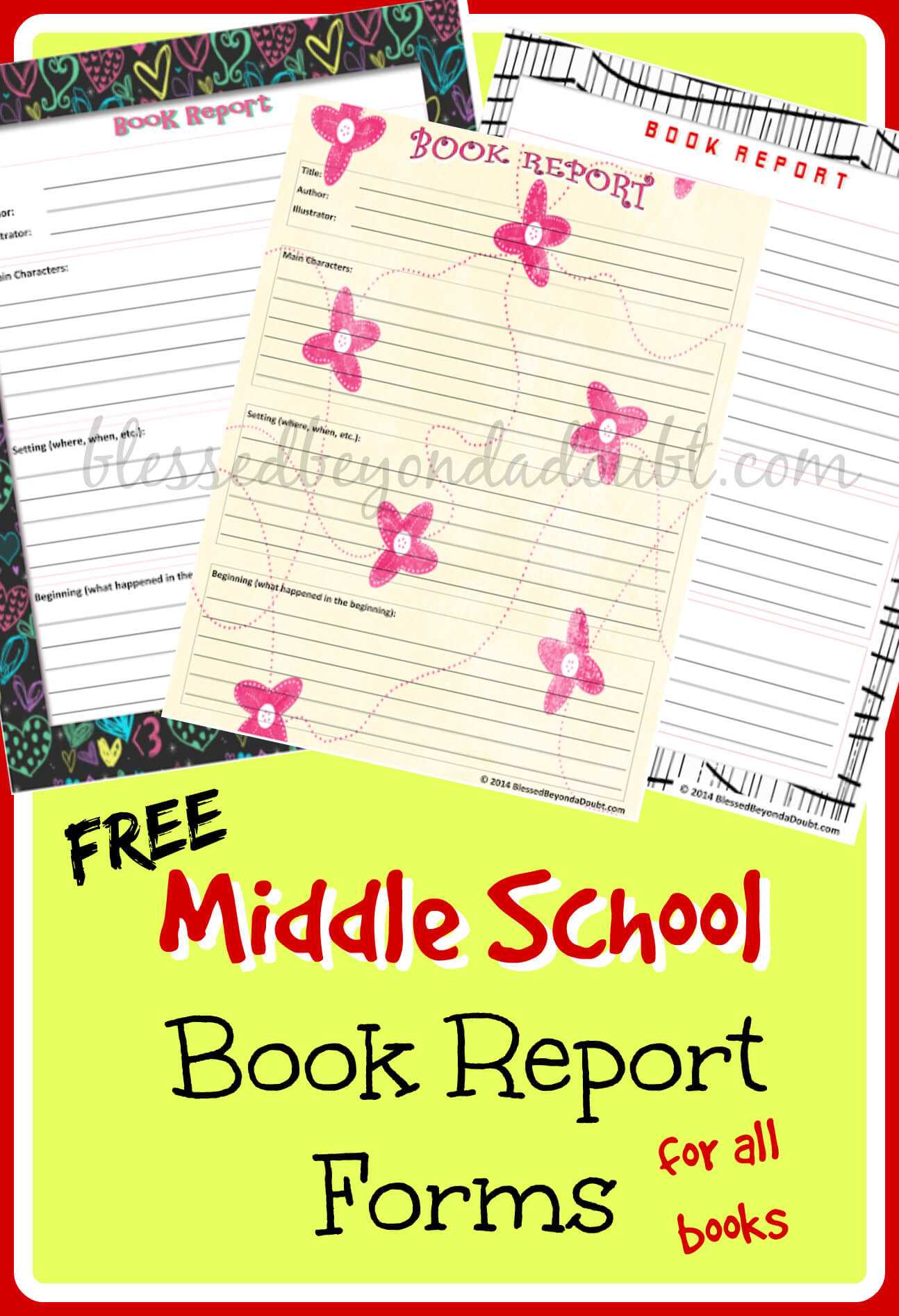 Free Middle School Printable Book Report Form! – Blessed In Middle School Book Report Template