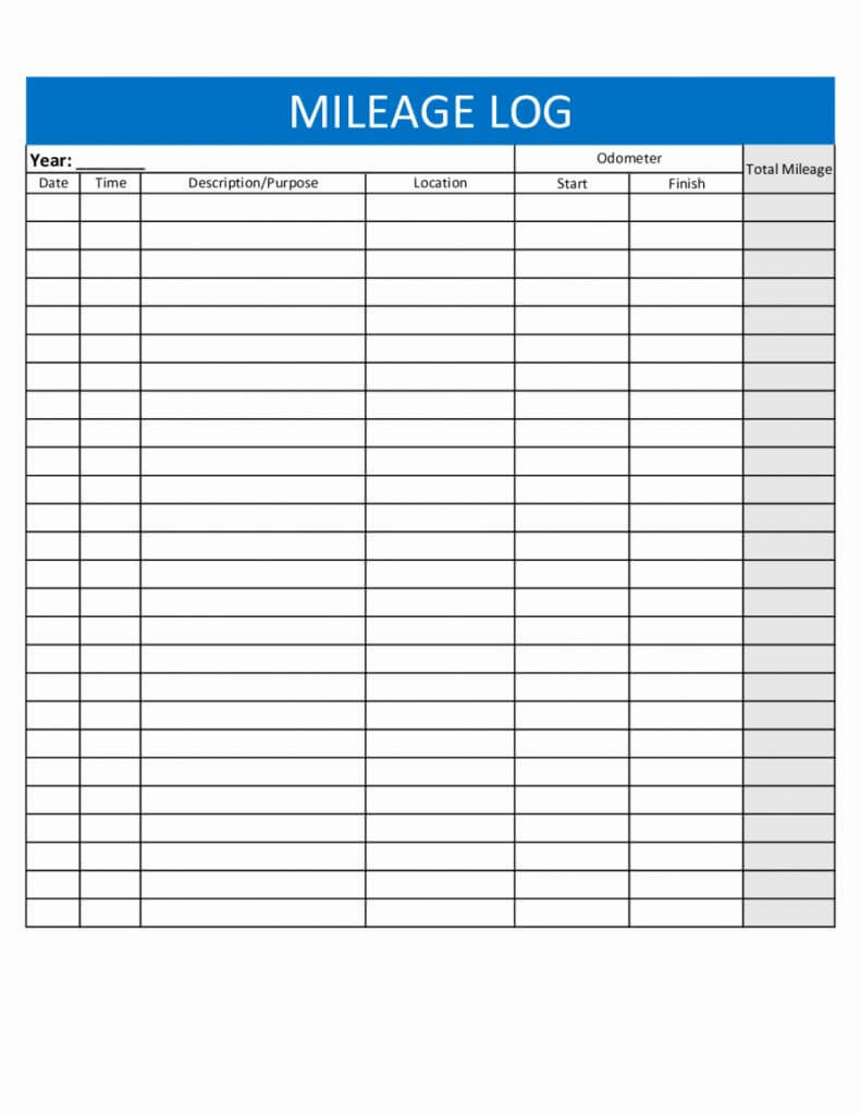 Free Mileage Log Spreadsheet Printable Forms Download Within Mileage Report Template