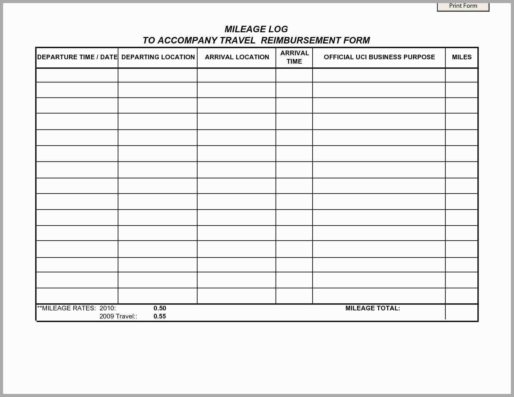 Free Mileage Log Spreadsheet Vehicle Template For Word Inside Mileage Report Template