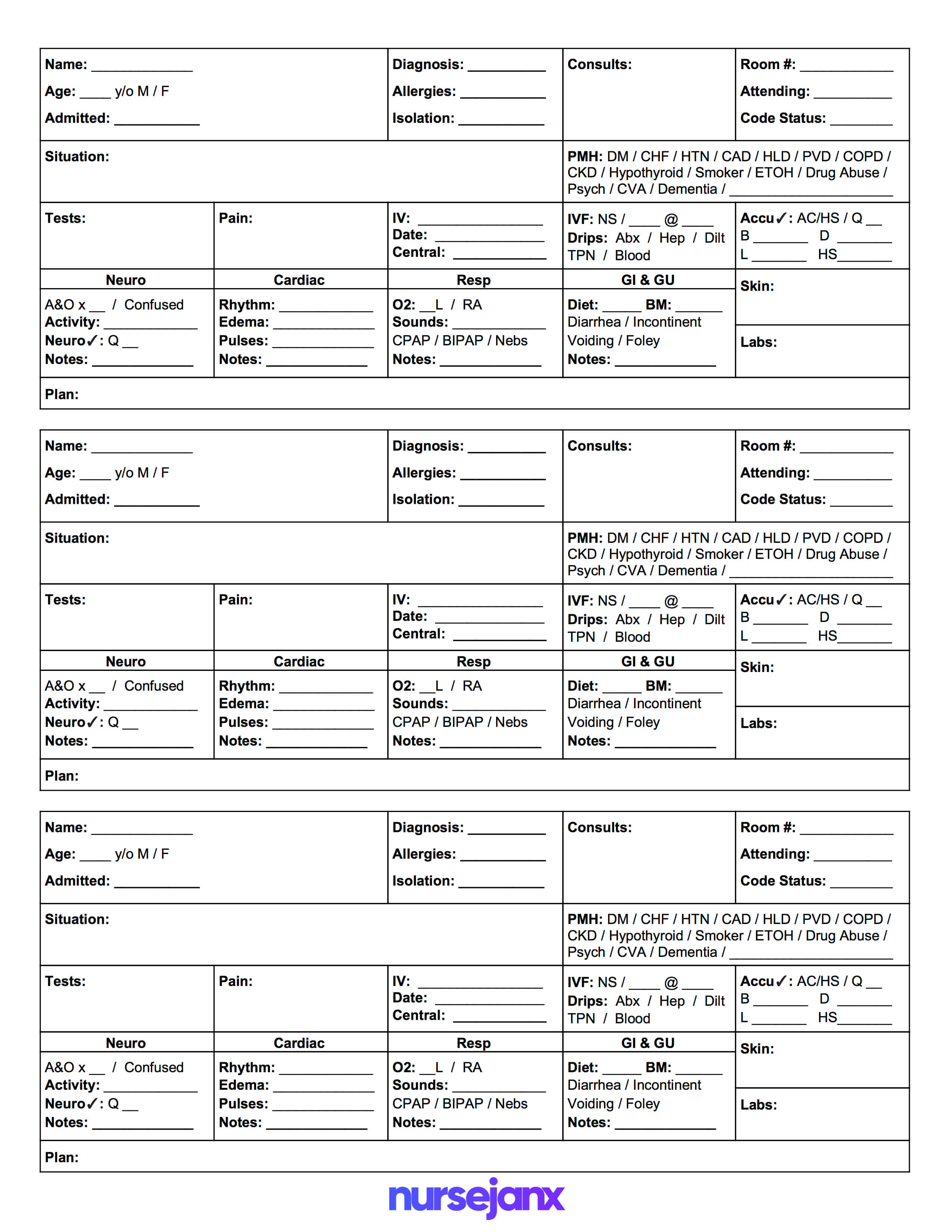 Free Mini Sbar Nursing Report Sheet. Sbar/brain Sheets Help Throughout Charge Nurse Report Sheet Template