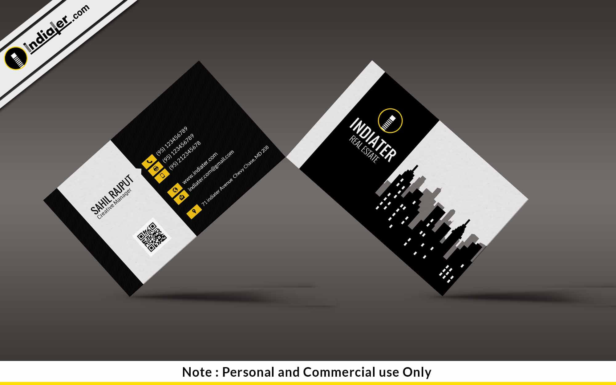 Free Modern Real Estate Business Card Psd Template – Indiater With Real Estate Business Cards Templates Free