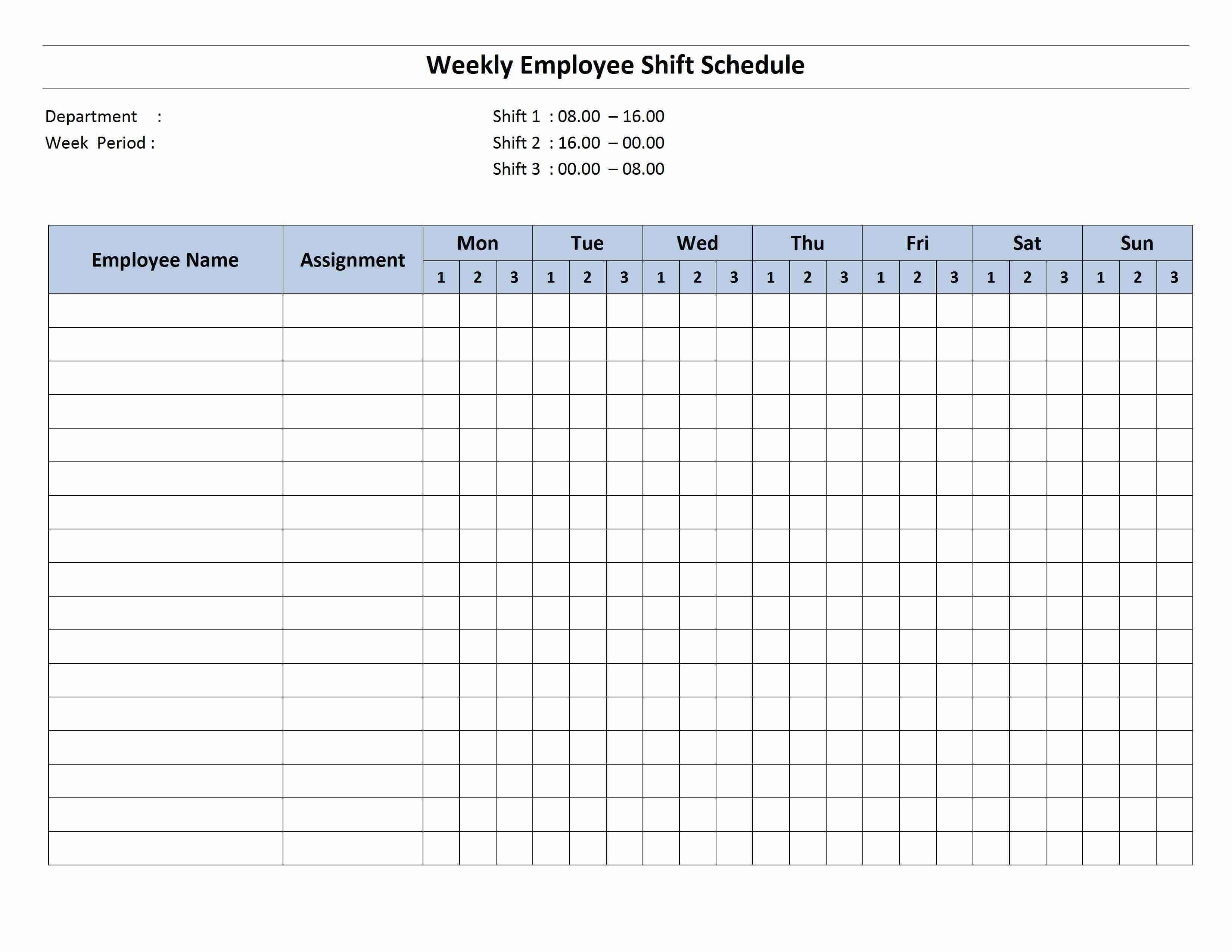 Free Monthly Work Schedule Template | Weekly Employee 8 Hour In Blank Monthly Work Schedule Template