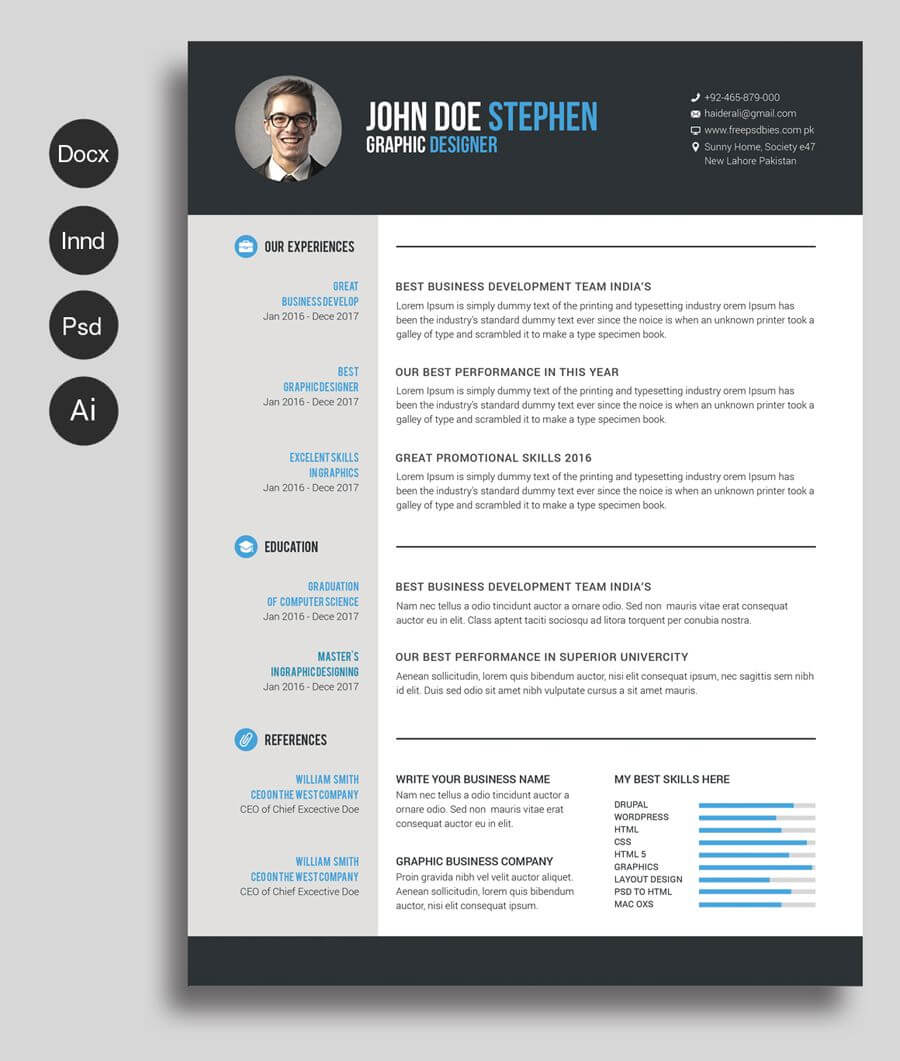 Free Ms.word Resume And Cv Template | Collateral Design Throughout How To Make A Cv Template On Microsoft Word