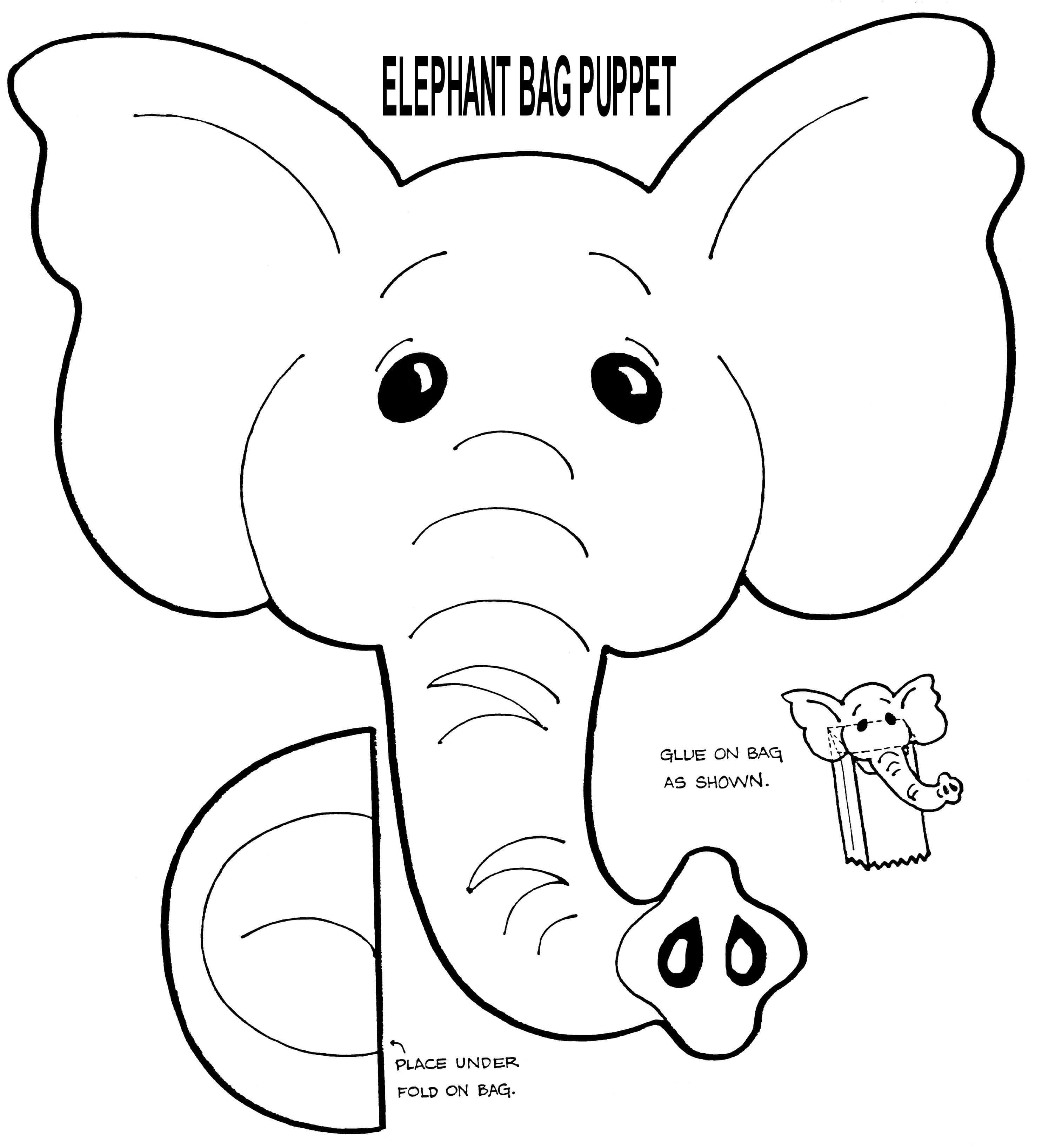 Free Muppet Puppet Patterns To Print | Elephant Puppet From Regarding Blank Elephant Template