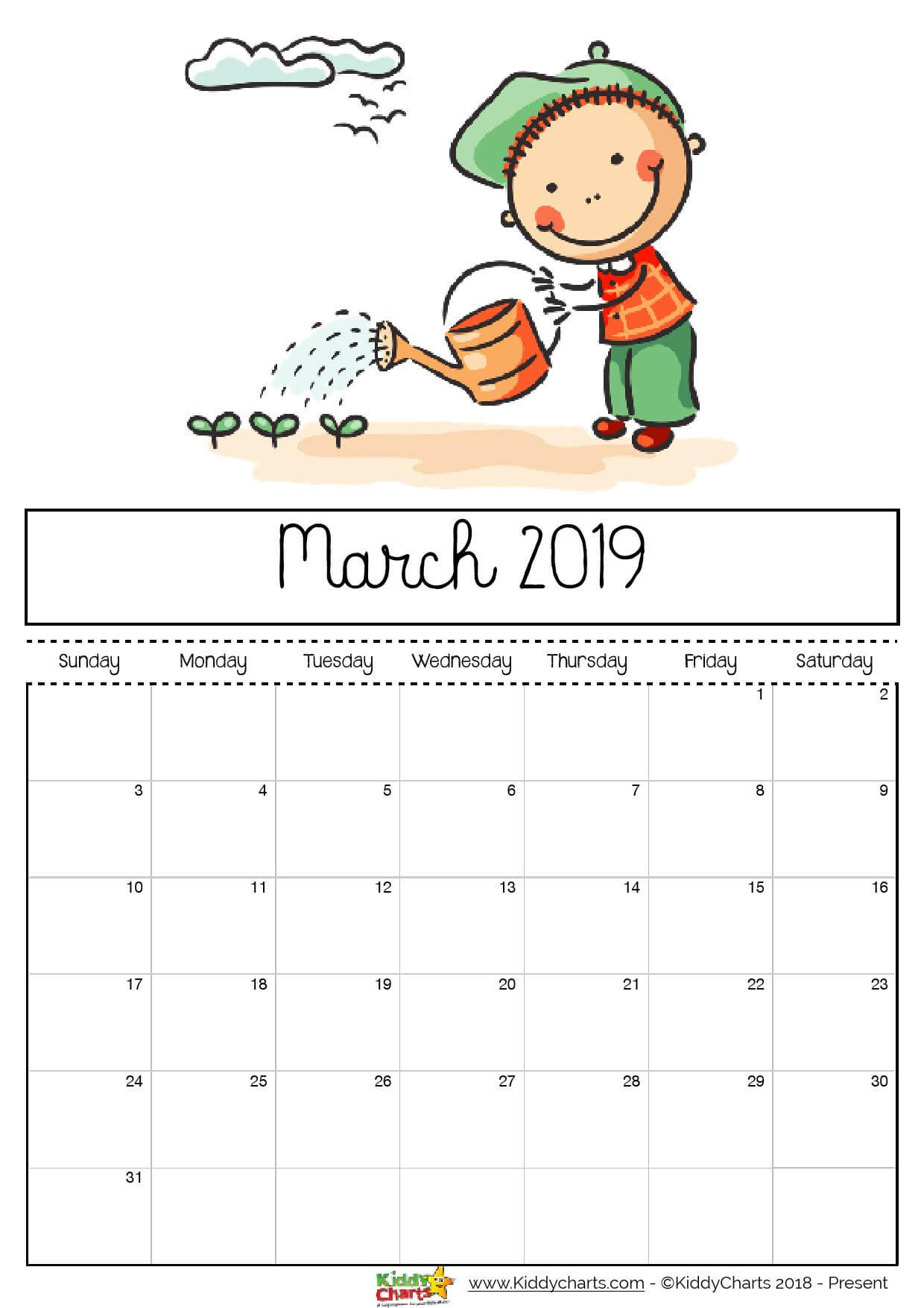 Free Printable 2019 Calendar – Print Yours Here | Kiddycharts In Blank Calendar Template For Kids