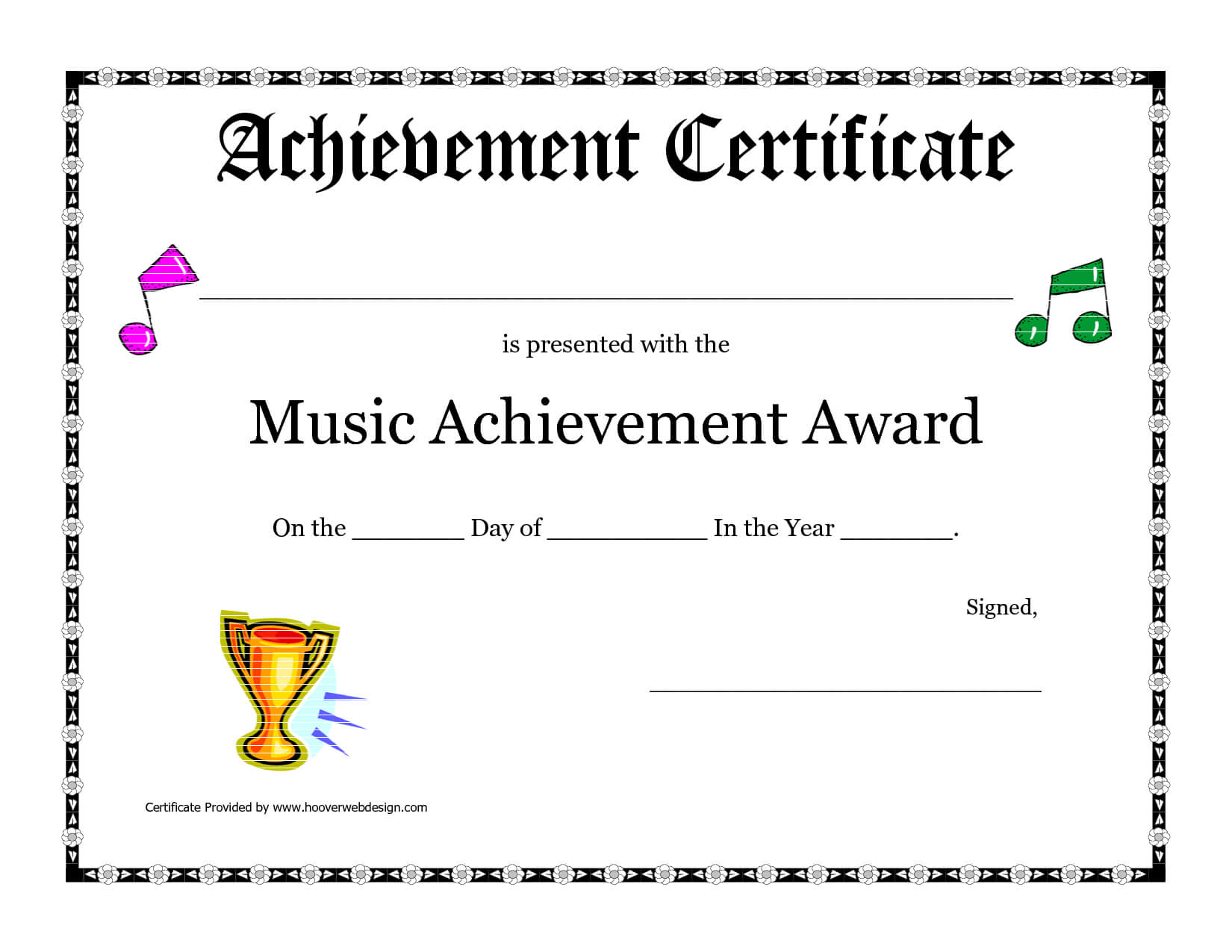 Free Printable Achievement Award Certificate Template For Choir Certificate Template
