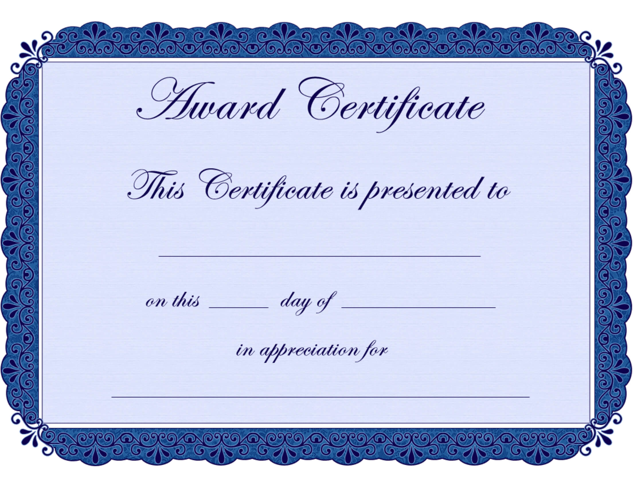 Free Printable Award Certificate Borders |  Award For Borderless Certificate Templates