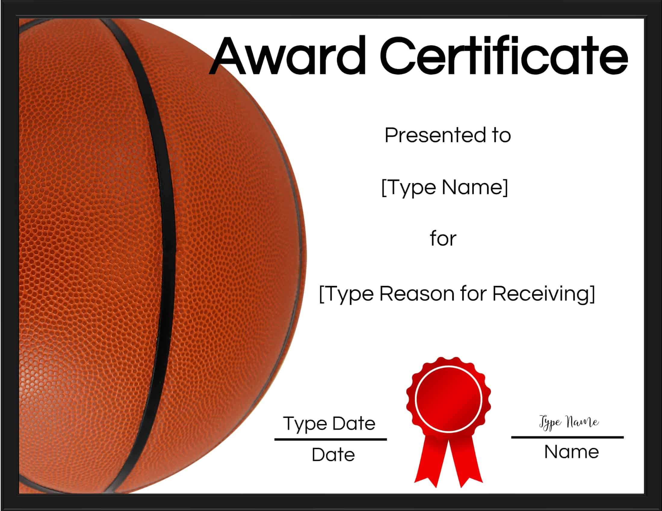 Free Printable Basketball Certificates | Customize Online Intended For Basketball Certificate Template