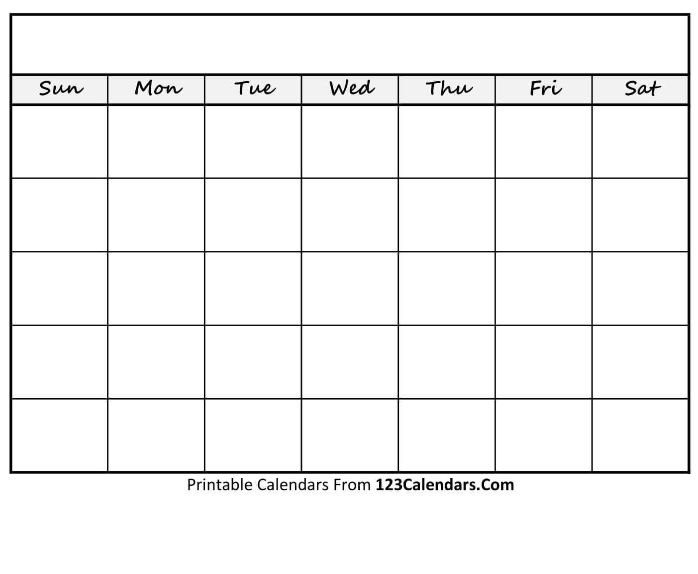 Free Printable Blank Calendar | 123Calendars Regarding Full Page Blank Calendar Template