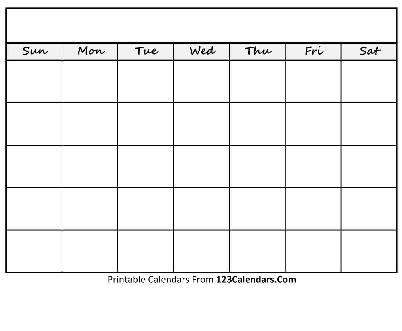 Free Printable Blank Calendar | 123Calendars Within Blank Calander Template