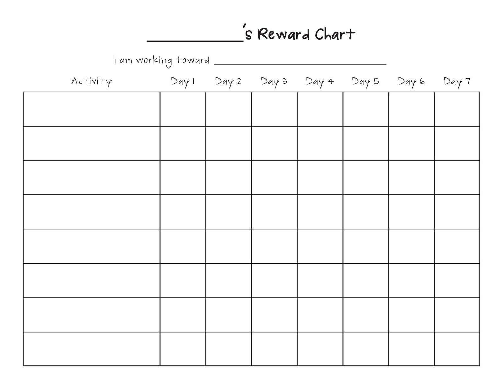 Free Reward Charts For Preschoolers