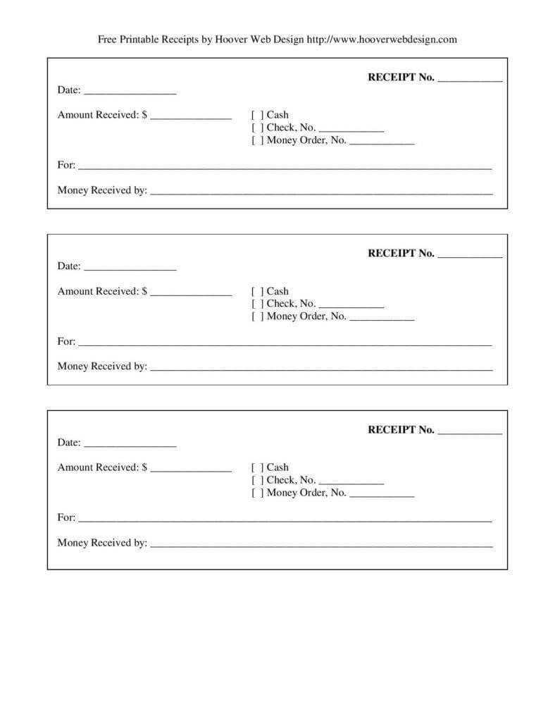 Free Printable Blank Receipt Form Template Page 001 Regarding Blank Money Order Template