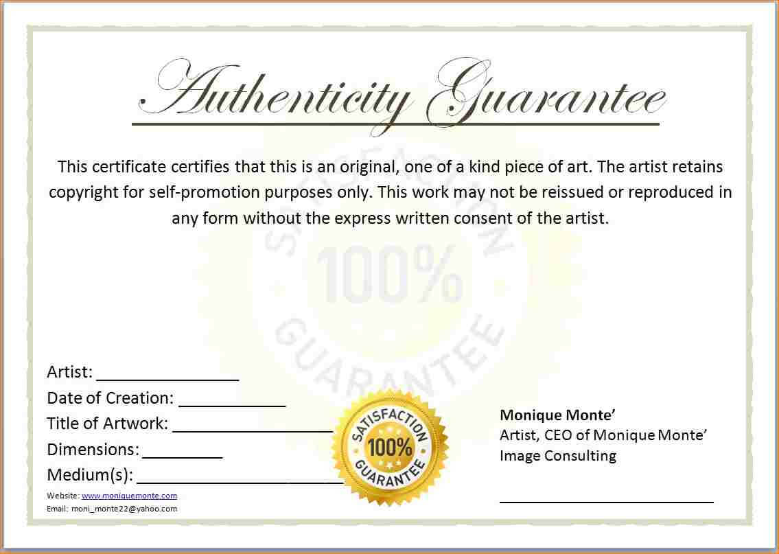Free Printable Certificate Of Authenticity Templates | Mult Inside Certificate Of Authenticity Photography Template