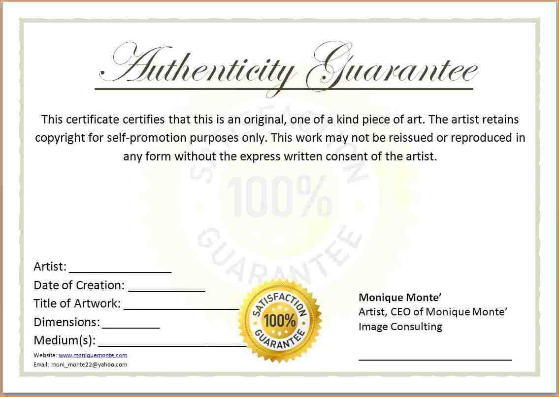 Free Printable Certificate Of Authenticity Templates | Mult Inside Certificate Of Authenticity Photography Template