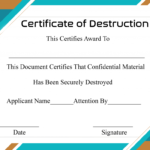 Free Printable Certificate Of Destruction Sample Inside Free Certificate Of Destruction Template