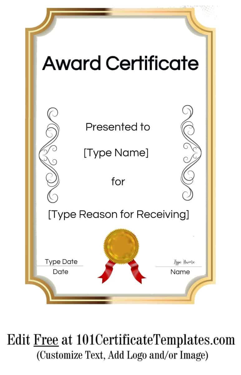 Free Printable Certificate Templates | Customize Online Intended For Template For Certificate Of Award