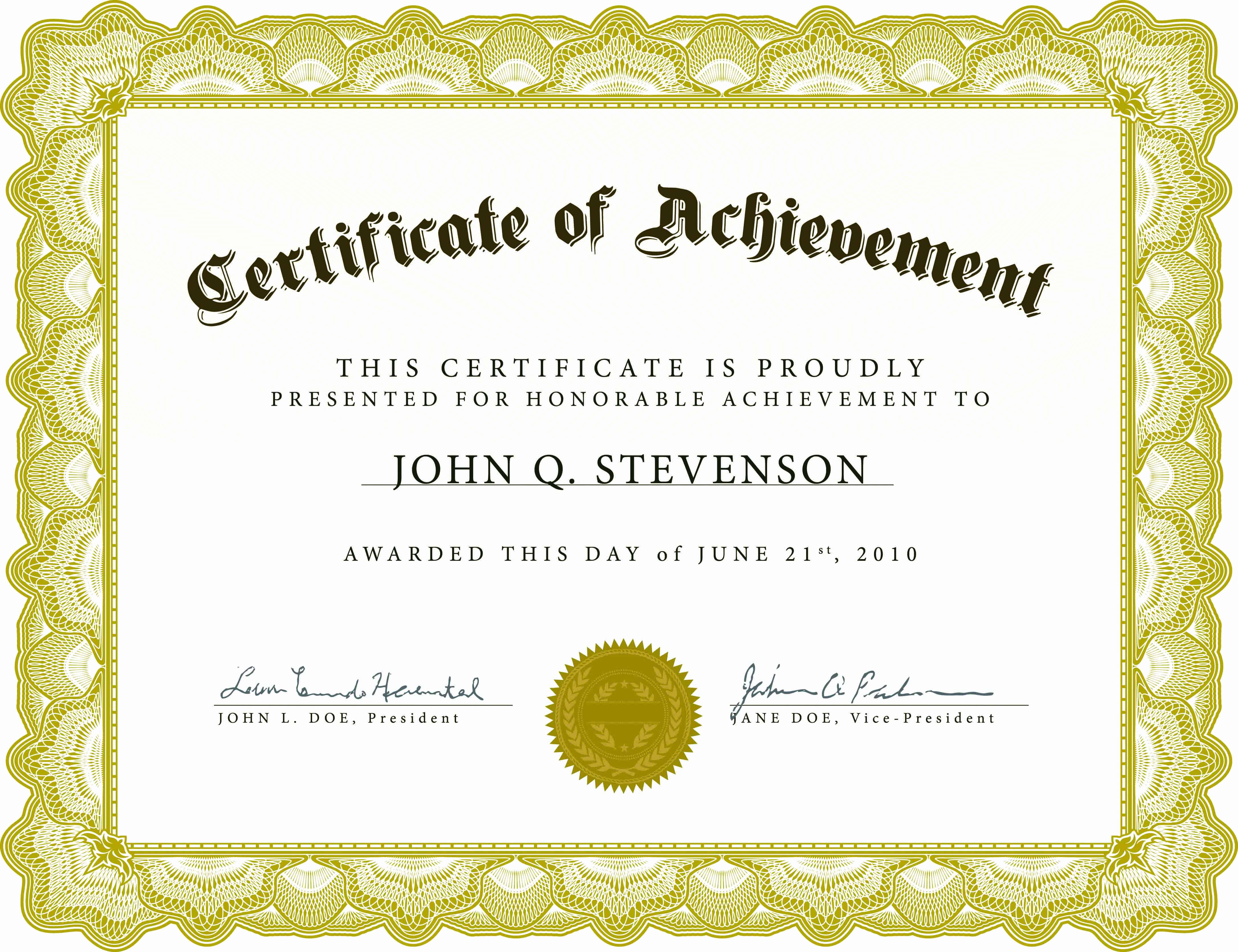 Free Printable Certificate Templates Of Certificate In Free Printable Certificate Of Achievement Template