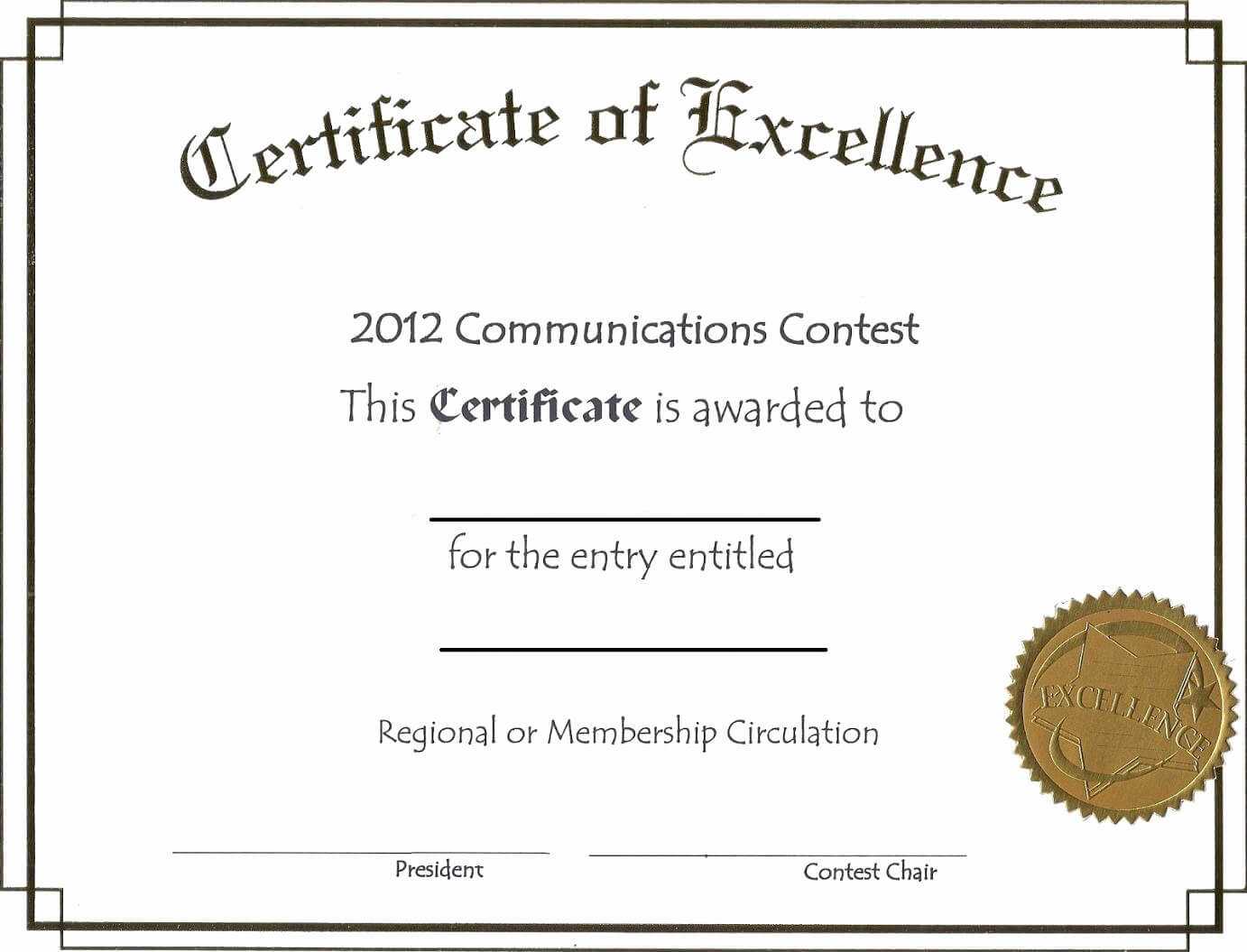 Free Printable Certificate Templates Or Free Editable Throughout Free Certificate Of Excellence Template