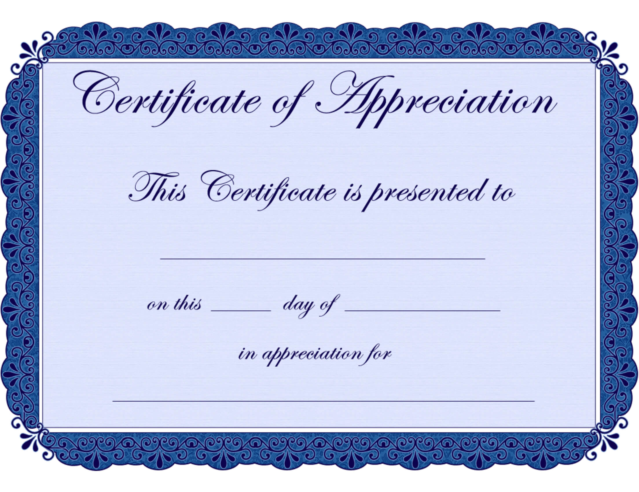 Free Printable Certificates Certificate Of Appreciation For Free Template For Certificate Of Recognition