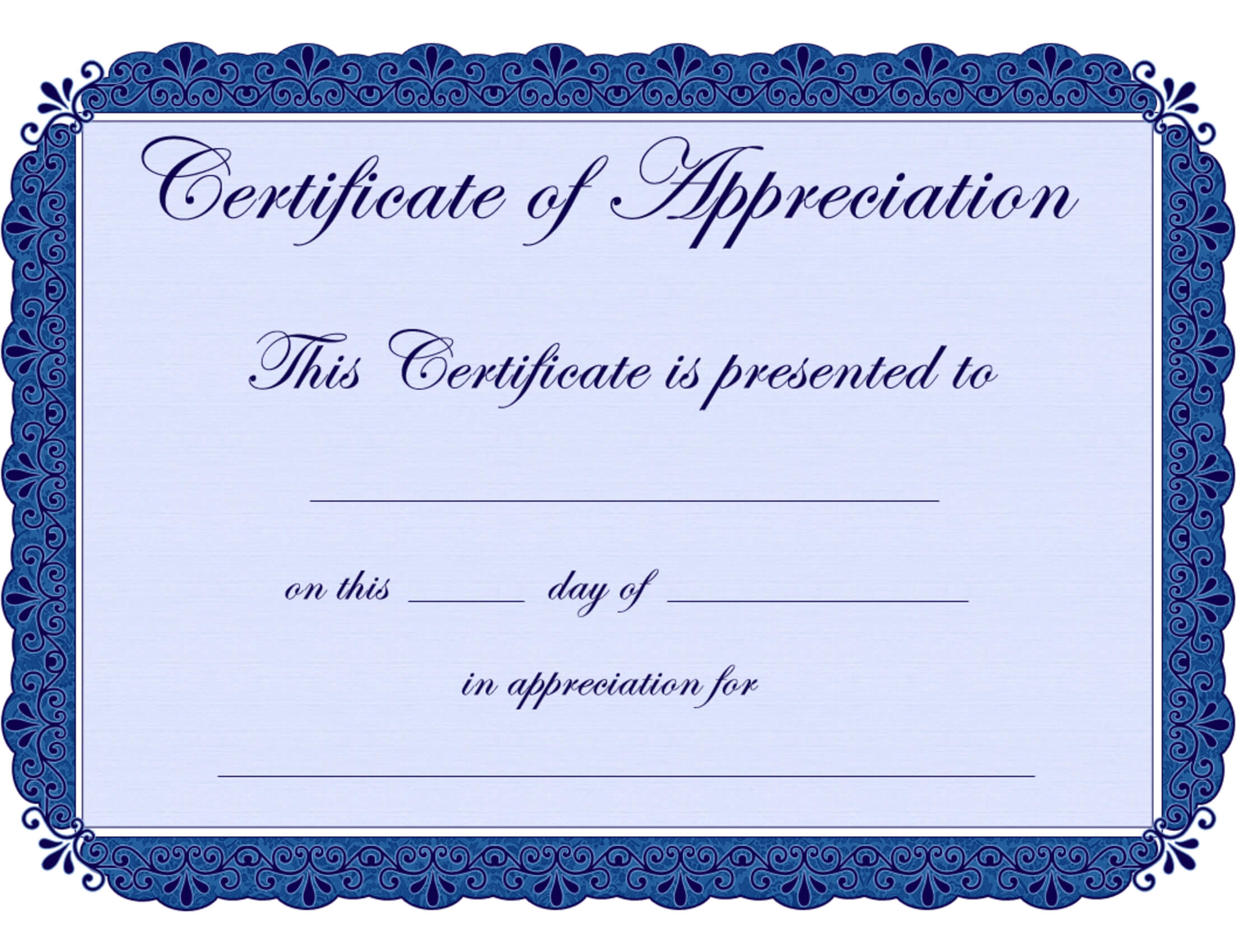 Free Printable Certificates Certificate Of Appreciation In Certificate Of Appreciation Template Free Printable