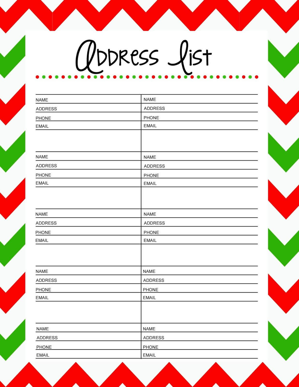 Free Printable Christmas Cards Address List {25 Days To An Within Christmas Card List Template