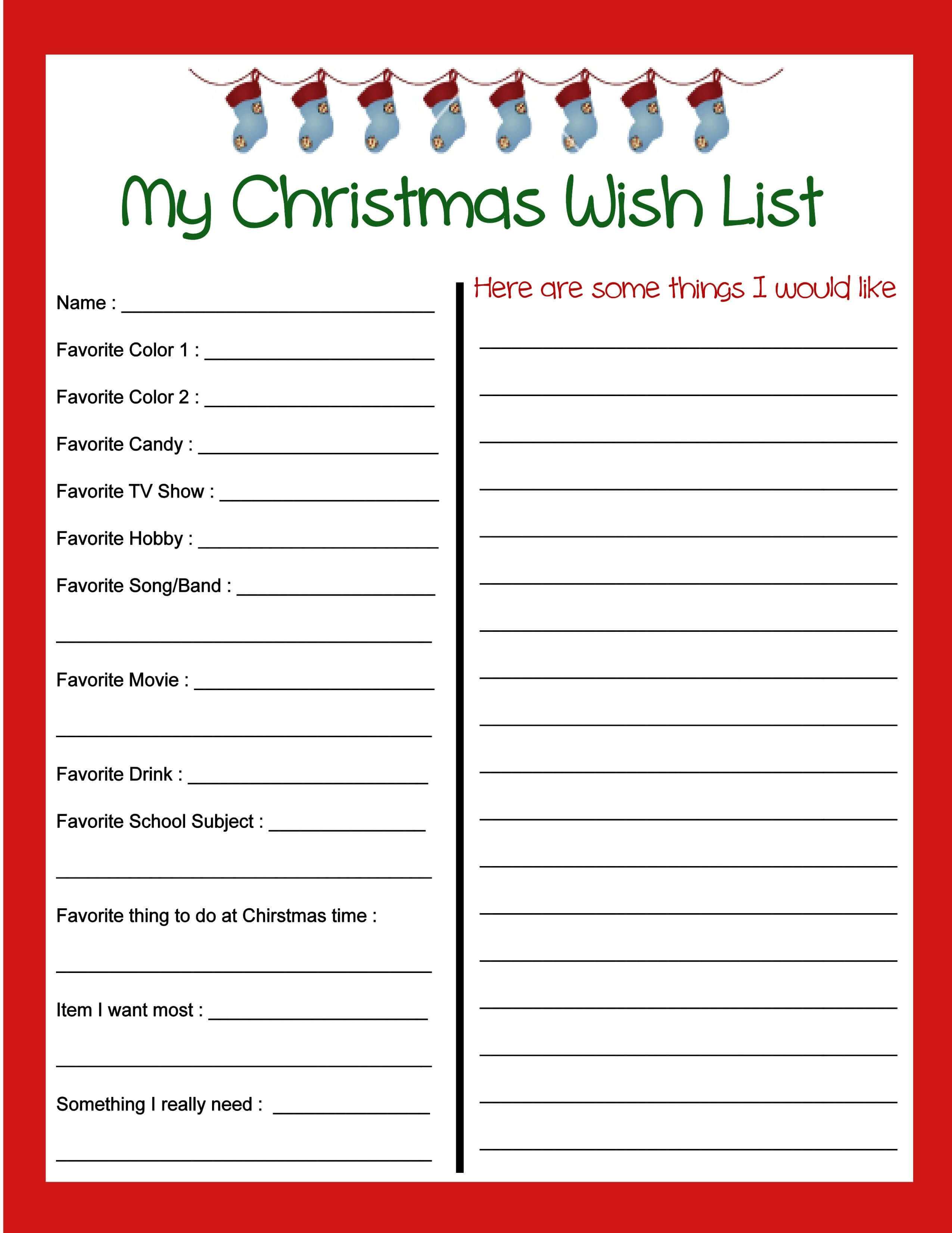 Free Printable Christmas List | Free Printable With Christmas Card List Template