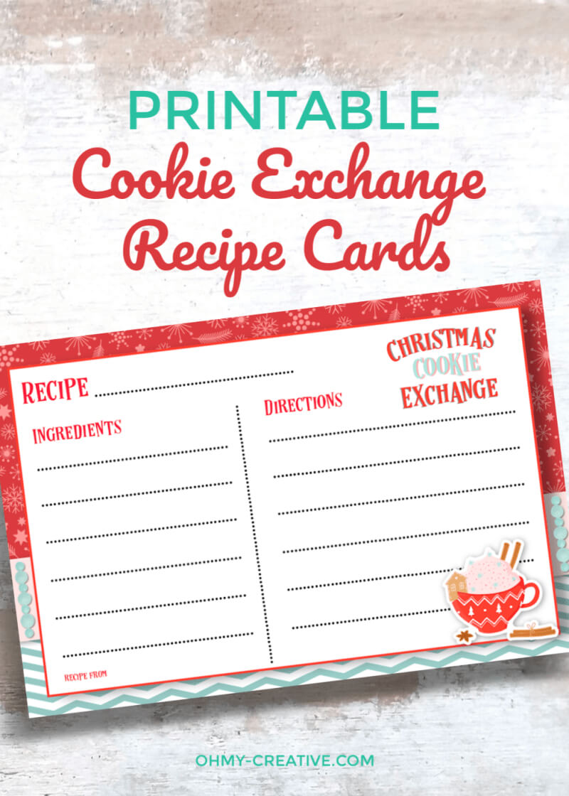 Free Printable Cookie Exchange Recipe Cards | Oh My Pertaining To Cookie Exchange Recipe Card Template