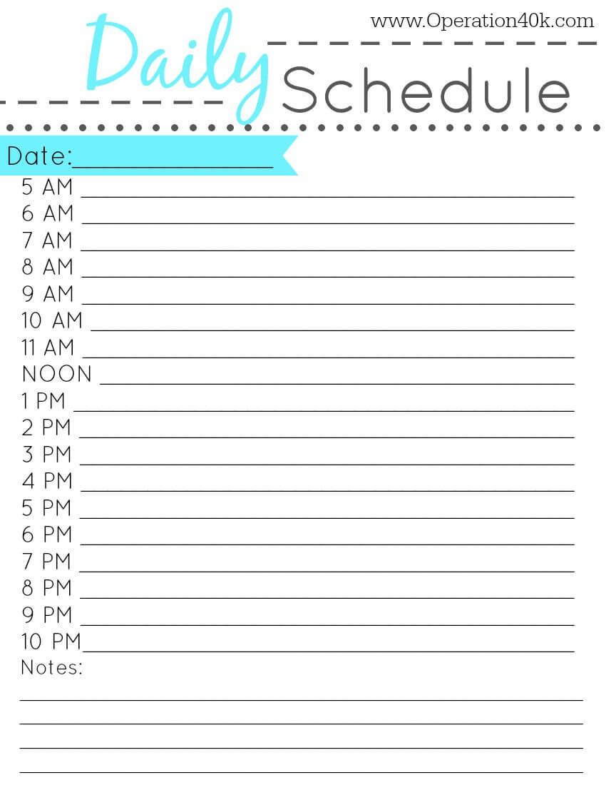 Free Printable Daily Schedule | Tips | Daily Schedule Inside Printable Blank Daily Schedule Template