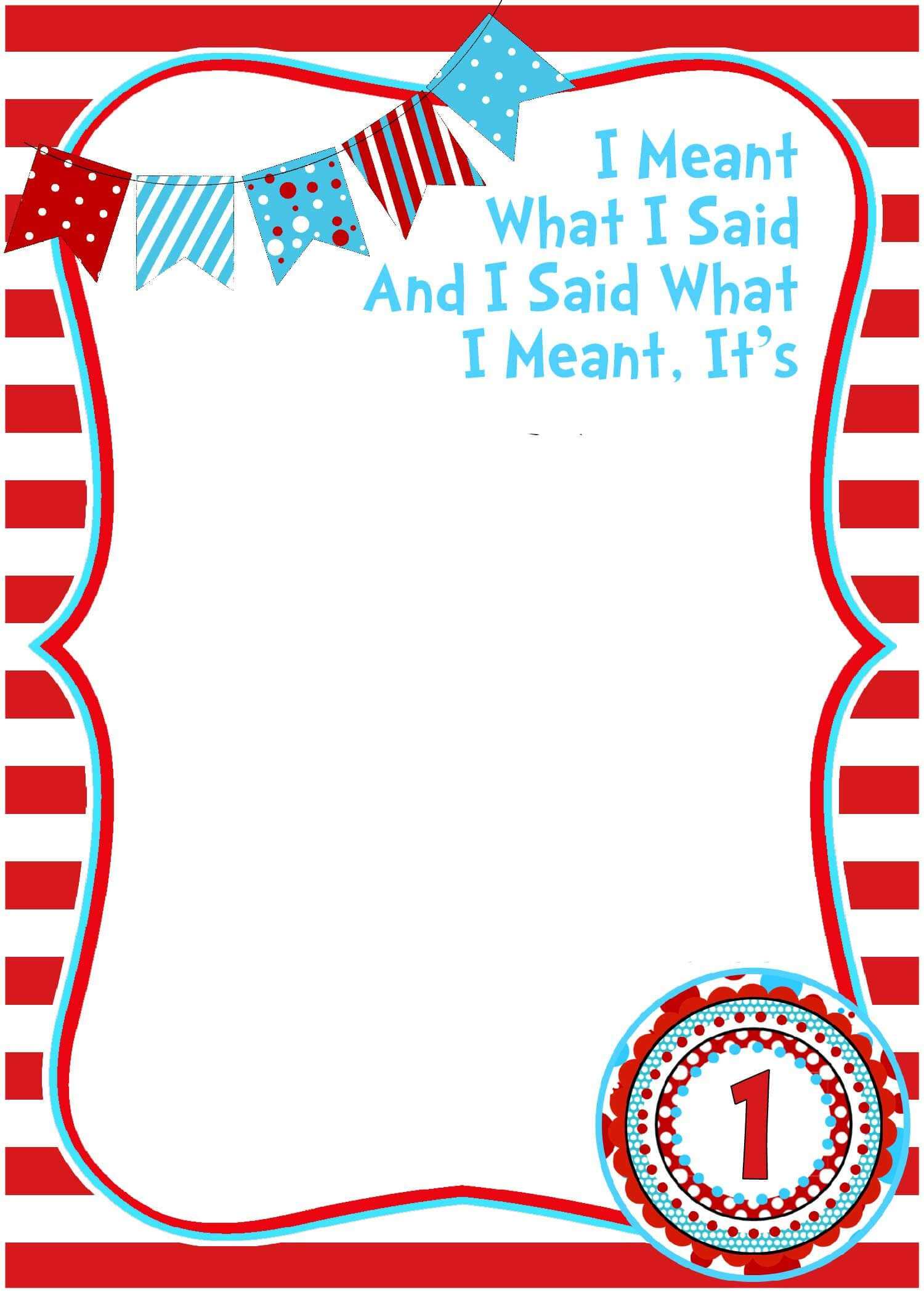 Free Printable Dr Seuss Birthday | Free Printable For Dr Seuss Birthday Card Template