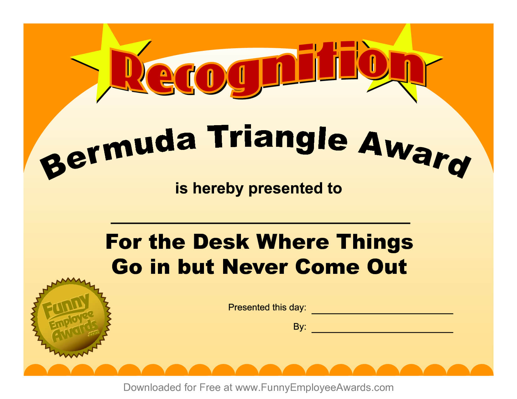 Free Printable Funny Awards | Mult Igry Pertaining To Funny Certificates For Employees Templates