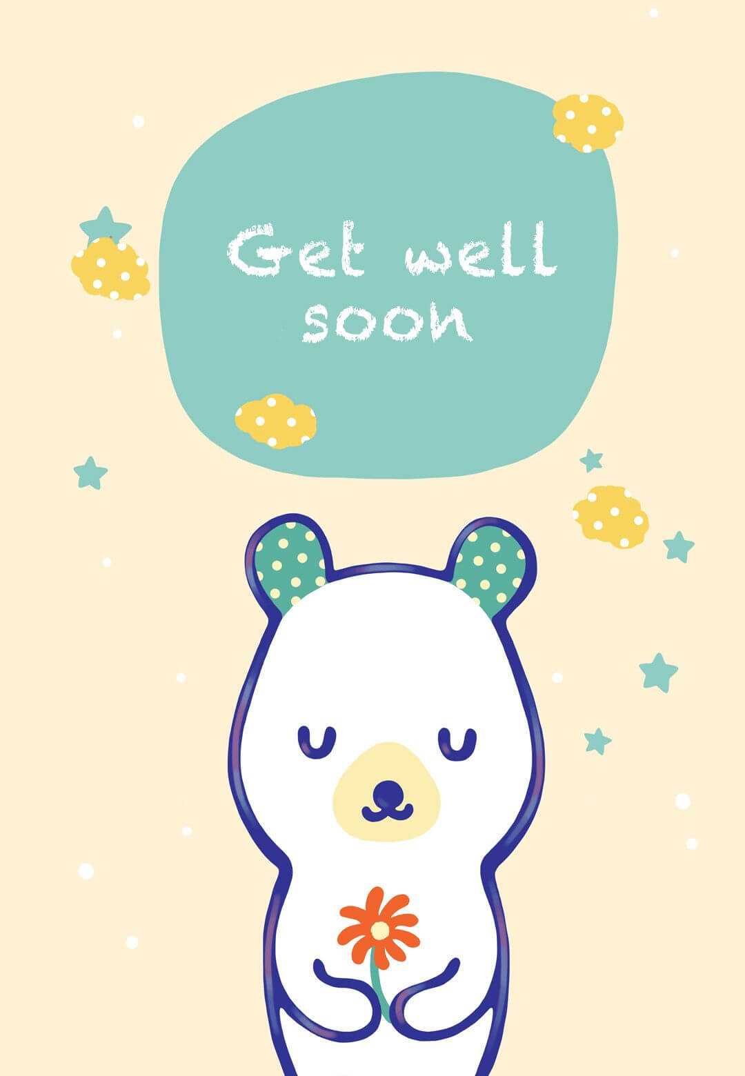 Free Printable Get Well Teddy Bear Greeting Card With Get Well Soon Card Template