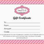 Free Printable Gift Certificates Online For Birthday In Free Photography Gift Certificate Template