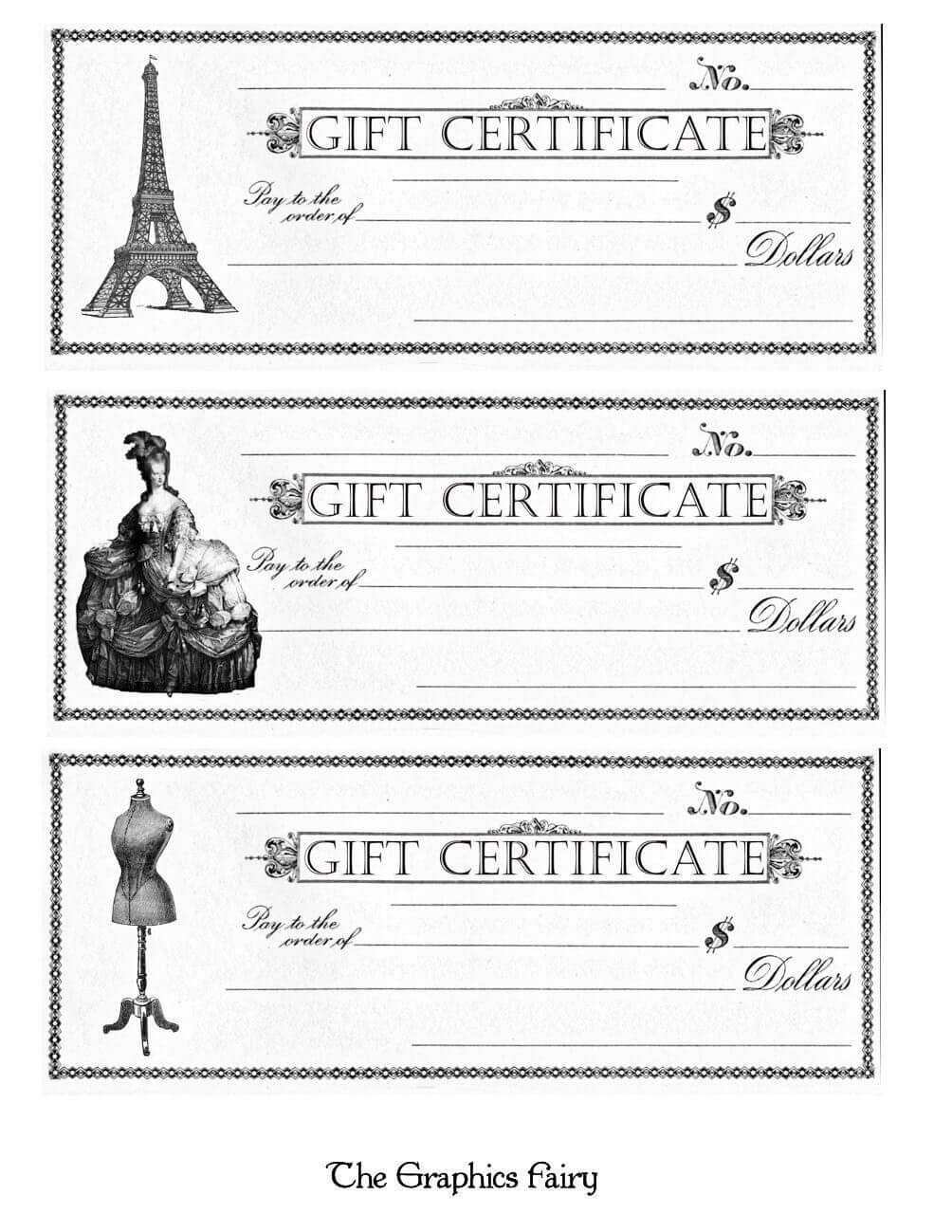 Free Printable – Gift Certificates | Projects To Try | Free With Black And White Gift Certificate Template Free