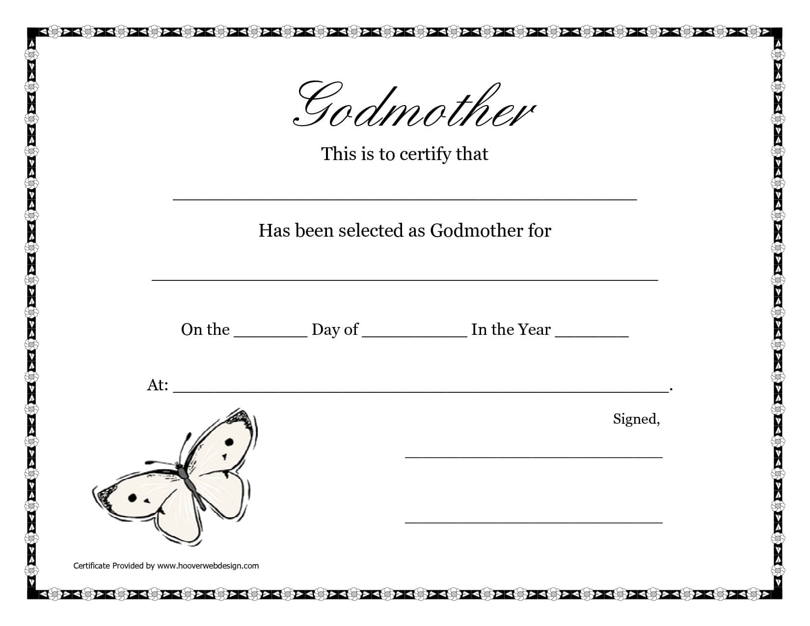 Free Printable Godparent Certificates | Printable Godmother In Baby Christening Certificate Template