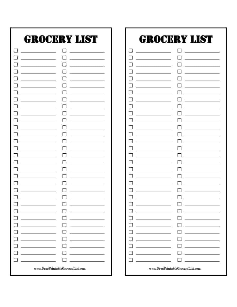 Free Printable Grocery Lists 016 List Templates Shopping Regarding Blank Grocery Shopping List Template