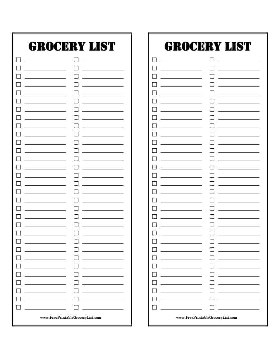 Free Printable Grocery Lists 016 List Templates Shopping Regarding Blank Grocery Shopping List Template