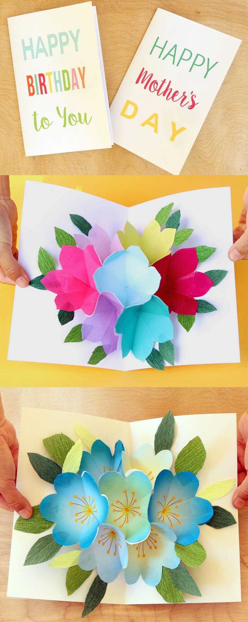 Free Printable Happy Birthday Card With Pop Up Bouquet In Free Printable Pop Up Card Templates