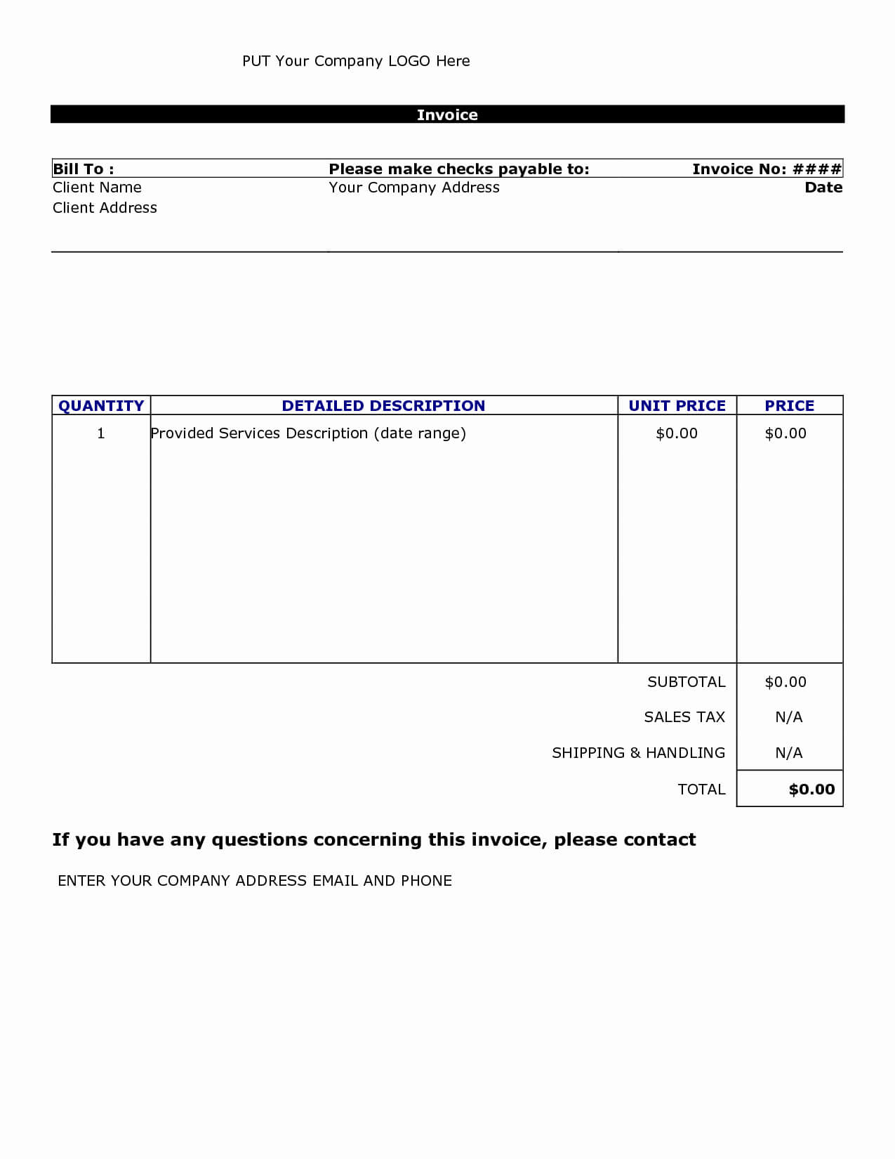 Free Printable Invoice Template Microsoft Word Or Invoice In Free Printable Invoice Template Microsoft Word