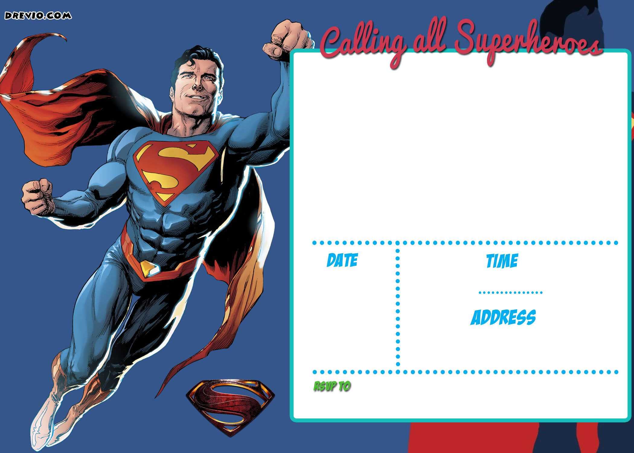 Free Printable Justice League Invitation Template | Liga De inside Superman Birthday Card Template